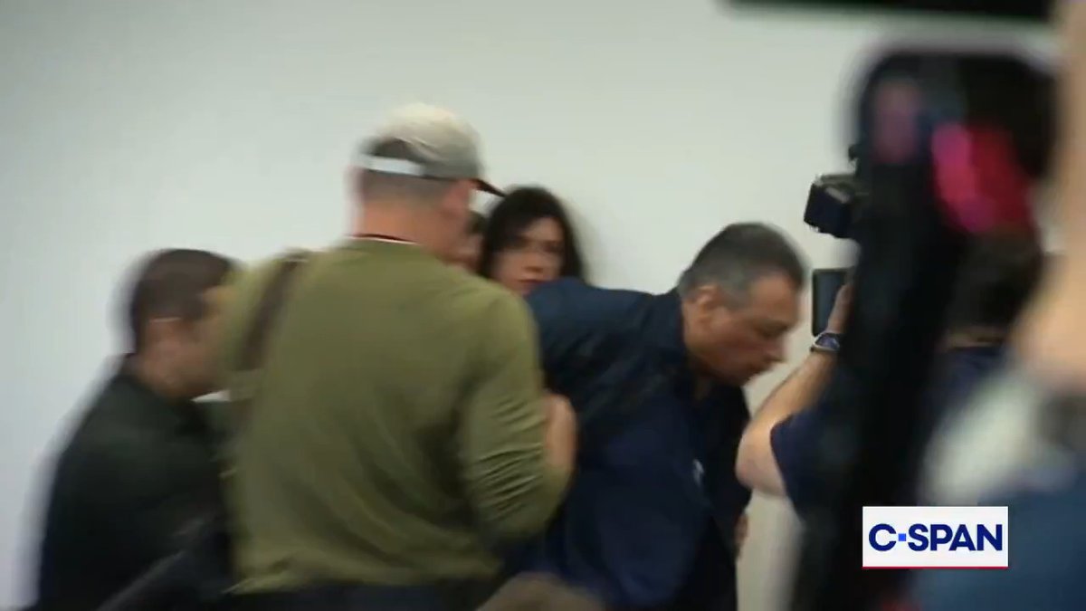 During a news conference with DHS Secretary Noem, Senator Alex Padilla (D-CA) is removed from the room by force.