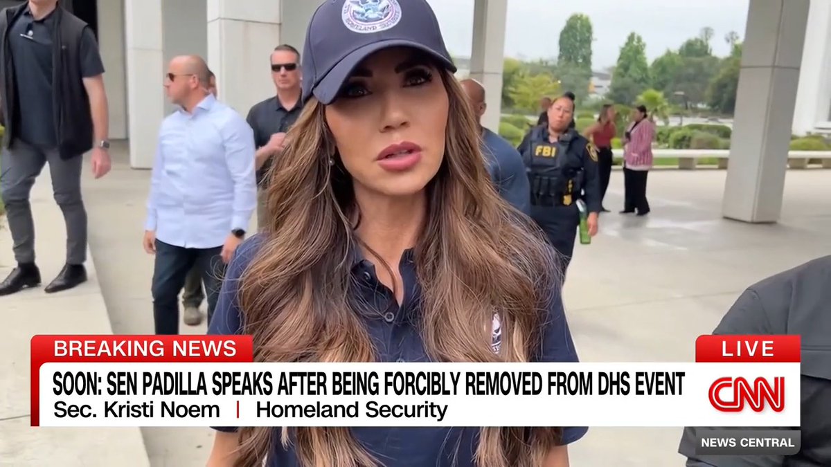 Homeland Security Secretary Kristi Noem claims she had no idea that U.S. Sen. Alex Padilla (D-CA) was the one forcibly removed from her press conference despite him yelling that he was Sen. Padilla.