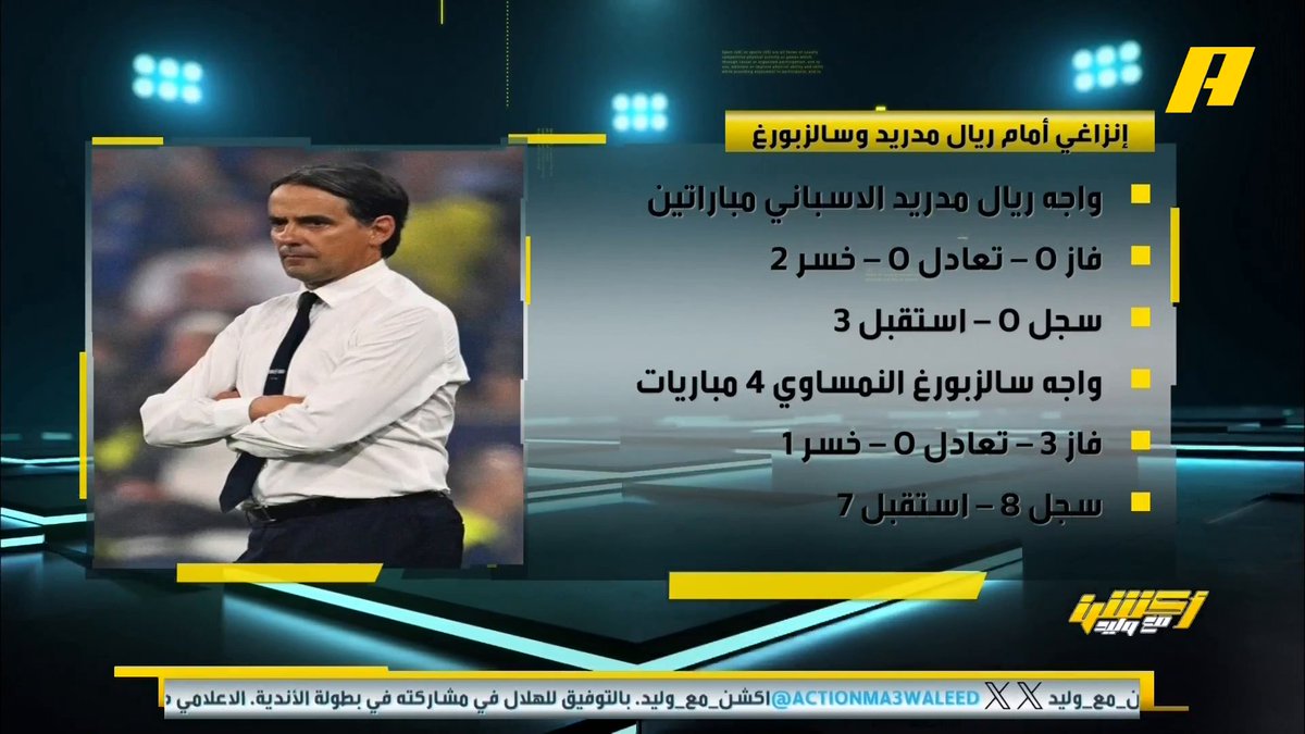📊 | تعرف على مواجهات انزاغي مع ريال مدريد محمد الشيخ: ريال مدريد يمر بنفس ظروف الهلال من ناحية خسارته دوري الأبطال والمدرب الجديد برنامج #اكشن_مع_وليد يعرض الآن على MBCAction يومياً الساعة11:00مساء بتوقيت السعودية مجانا على شاهد
