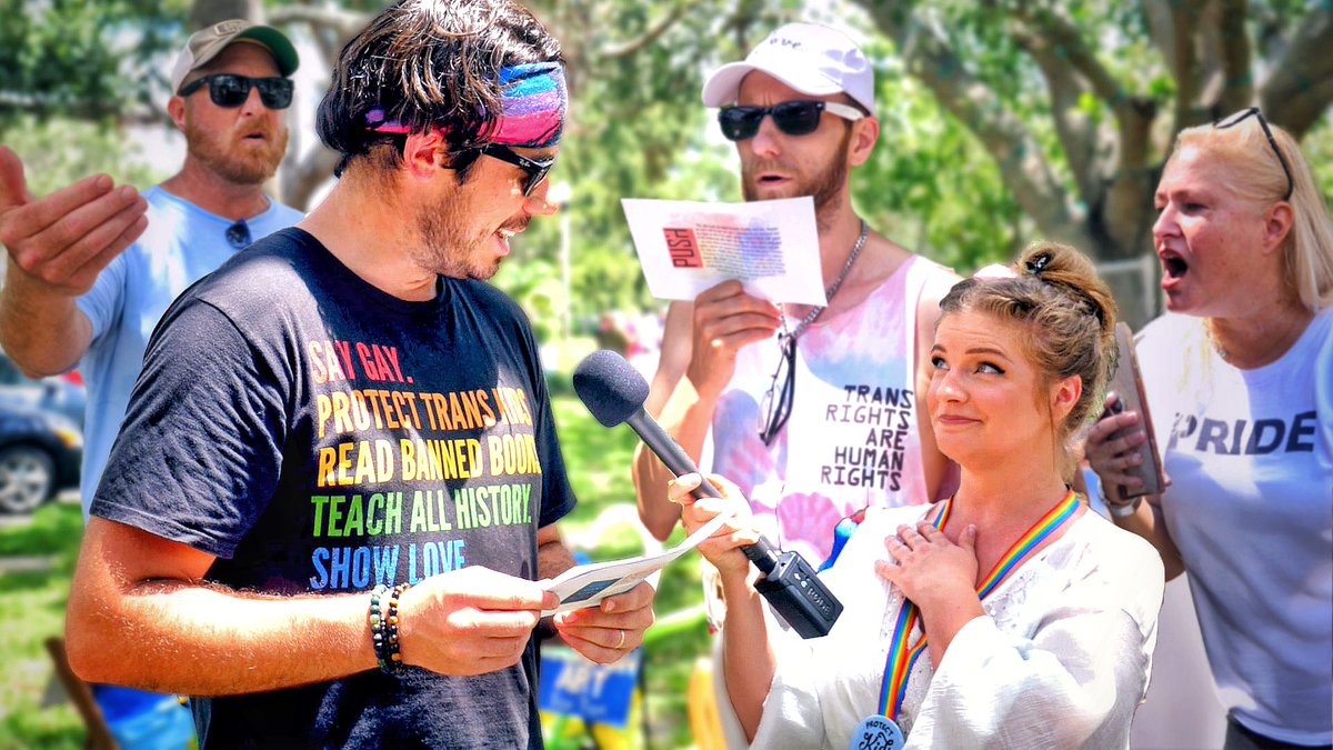 Adults at St. Pete's Youth Pride event read extremely P0RNAGRAPHIC excerpts from Florida's 'banned books' and tell me kids from ANY AGE should have access to them. 🤮 WTH??