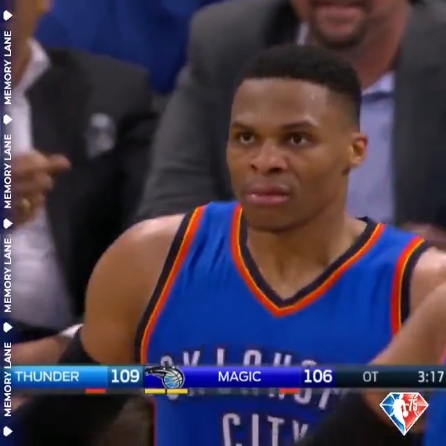 Russell Westbrook vs. Orlando in 2017 — 57 PTS 13 REB 11 AST 3 STL 21/40 FGM (52% FG) HISTORICAL performance. 🥶 (via NBA History)