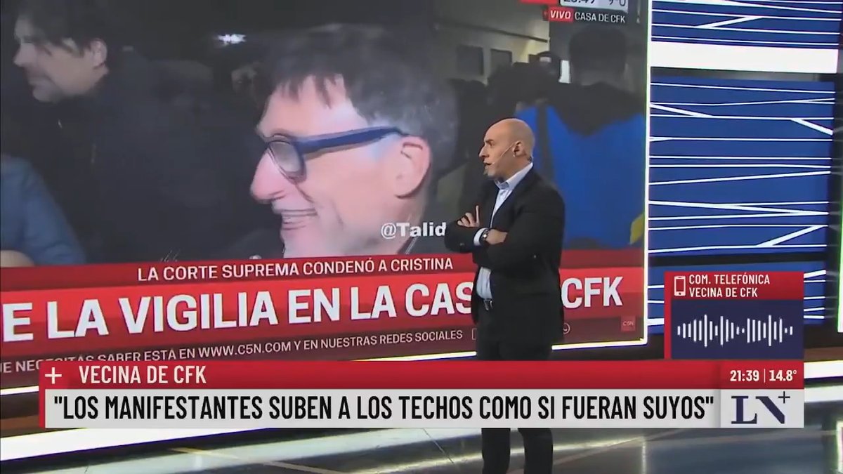 🗣️ "Estamos presos en nuestras propias casas" Una vecina de Cristina denunció que militantes kirchneristas tomaron su terraza, la usaron como baño y la insultaron cuando quiso echarlos. Además, contó que “no dejan llegar a la policía”. 👉 En #MásVerdad con Esteban Trebucq