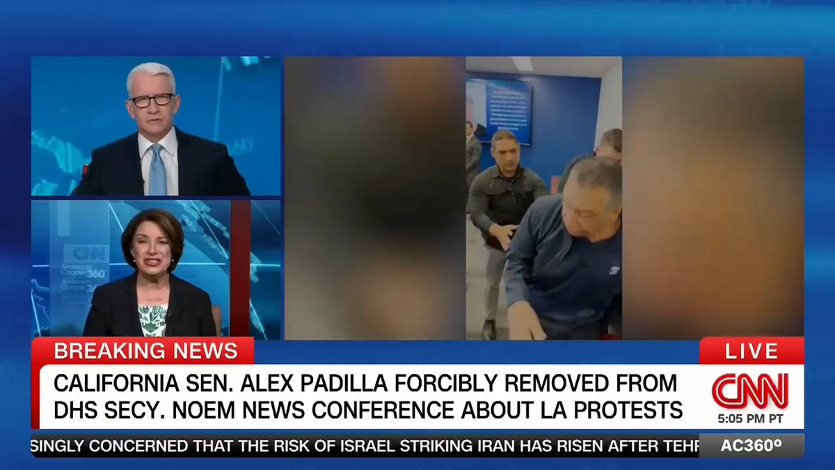 "It's just stunning": Sen. Amy Klobuchar reacts to Sen. Alex Padilla being forcefully removed and handcuffed from a DHS news conference.