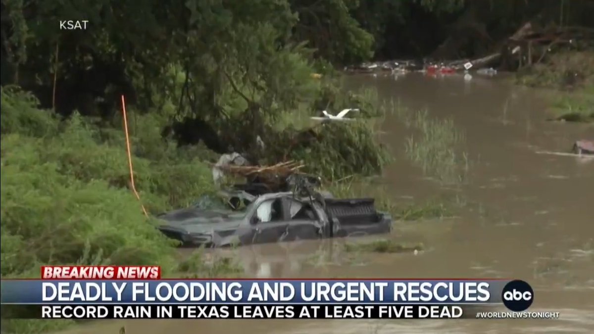 At least five people are dead after torrential rain and devastating floods inundated parts of Texas overnight. San Antonio received more than six inches of rain, with firefighters making at least 60 high water rescues. @ABCMireya has details.