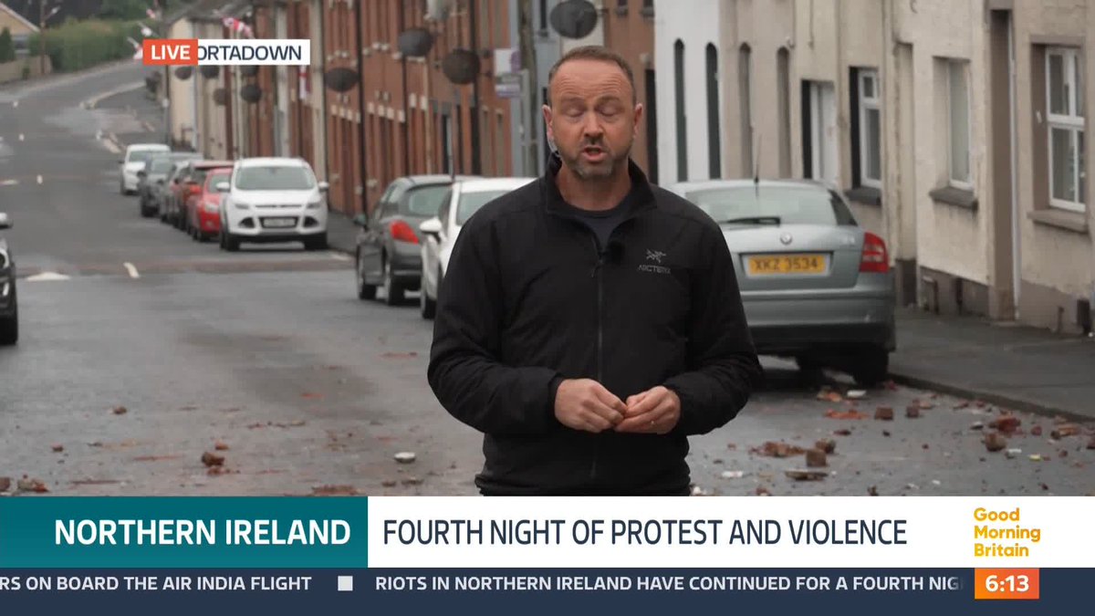 Riots escalated in Northern Ireland overnight as unrest spreads to more towns. Petrol bombs were thrown at police in Portadown after officers stopped a large scale march. Jonathan Swain reports.