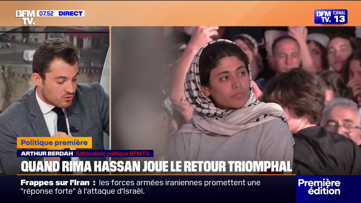 💬 "Une opération de communication" ➡ Rima Hassan accueillie par des centaines de manifestants propalestiniens sur la place de la République après son retour en France L'édito politique d'Arthur Berdah