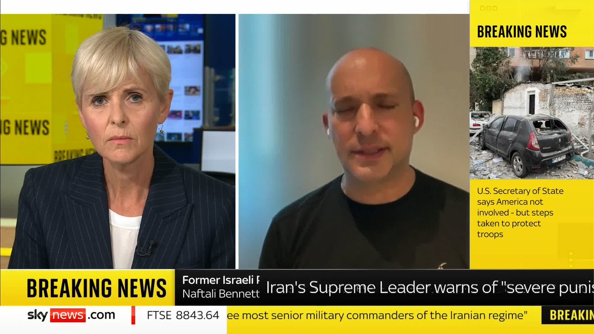 'If we didn’t act, we would have 10,000 drones on the way to Israel - you've got to nip it in the bud before it becomes a threat.' Former Israeli prime minister Naftali Bennett נפתלי בנט speaks to Sky News, following Israel's attack on Iran's nuclear sites. 📺 Sky 501 and YouTube