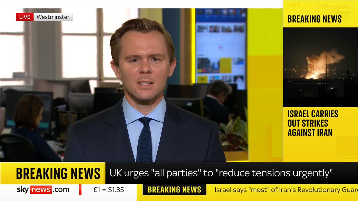 BREAKING: UK government to hold emergency COBRA meeting to discuss Israel-Iran strikes. Sky's Rob Powell has the latest. 📺 Sky 501 and YouTube