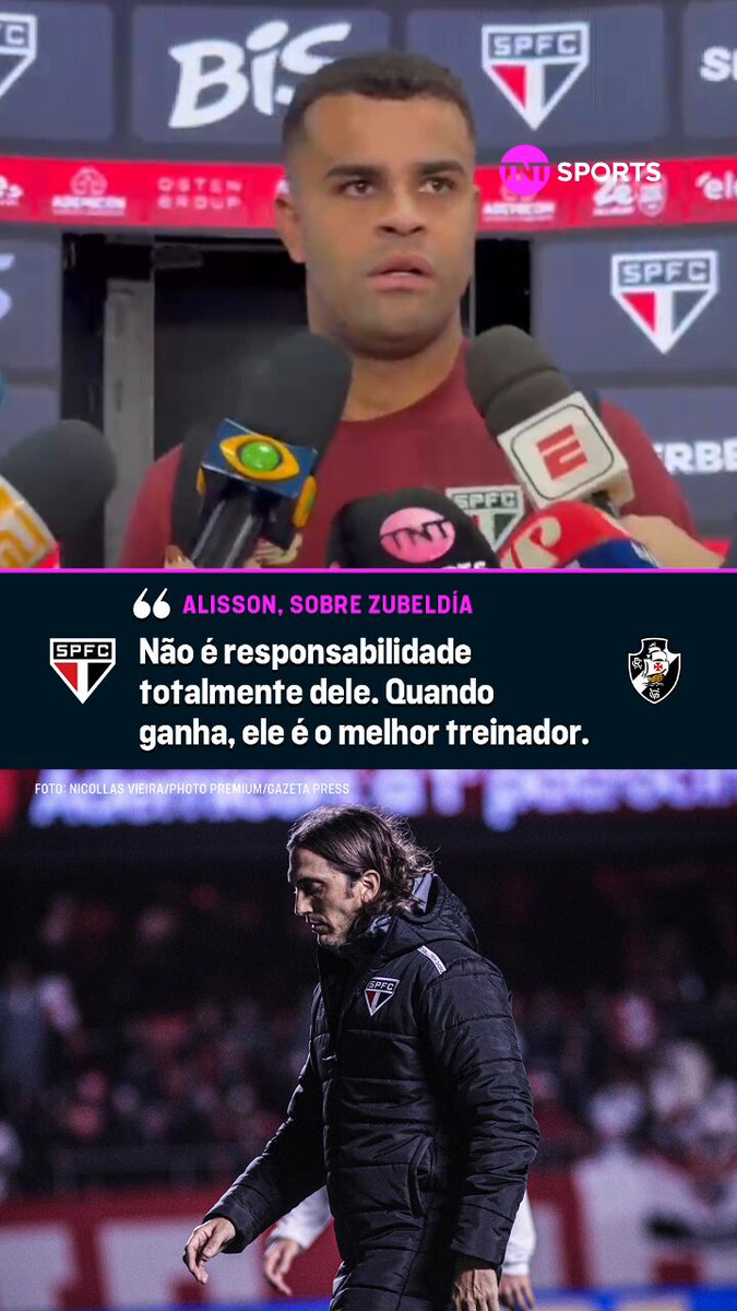 🎙 Alisson sobre Zubeldía: "Não é responsabilidade totalmente dele. Quando ganha, ele é o melhor treinador." 🎥 TNT Sports