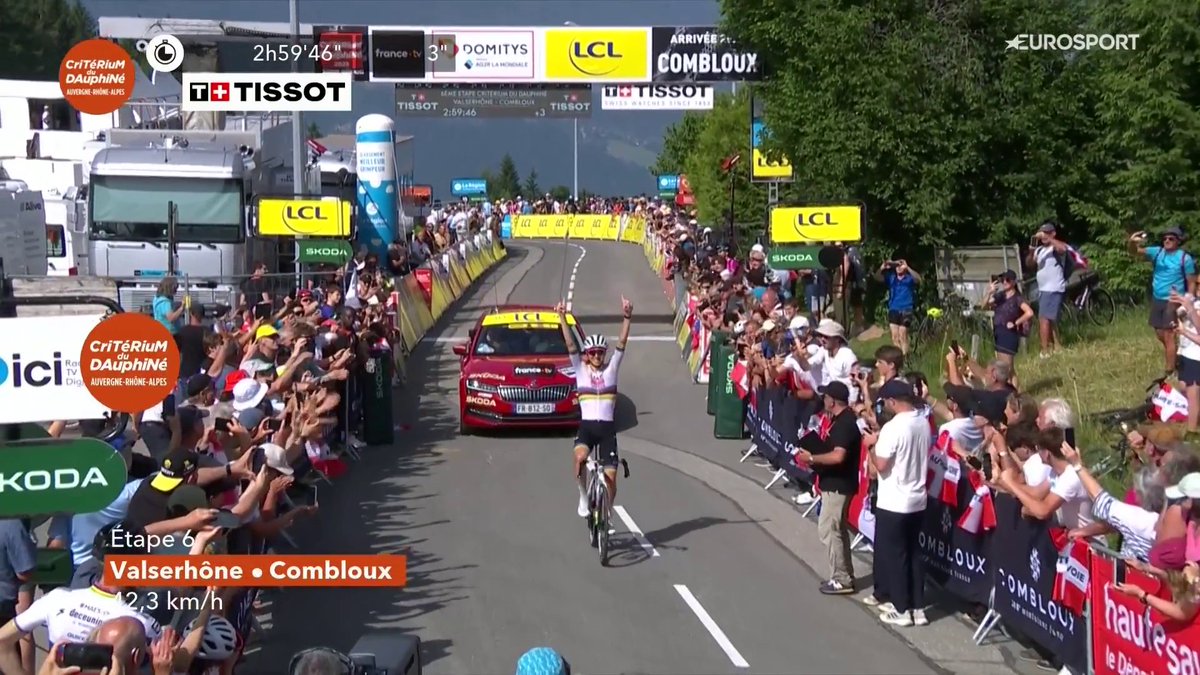 Menos mal que no estaba bien... 🤯🤯🤯 Pogacar destroza a Vingegaard y Evenepoel en Combloux y se viste con el maillot amarillo. 🚴‍♂️ Lo has podido ver en Eurosport.es y HBO Max España. #Dauphiné