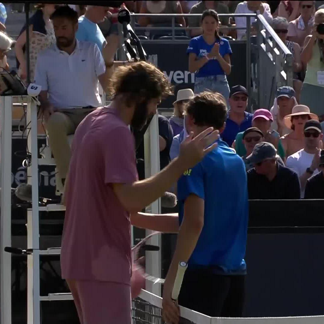 The moment Opelka defeated No. 1 seed Medvedev to book his spot in the final four 🙌 #LibemaOpen