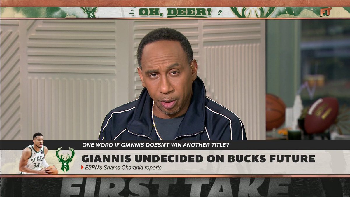 .Stephen A Smith's one word to describe Giannis' career if he doesn't win another championship: "underachiever." 😯 "You don't look at somebody that dominant, that fantastic, with that kind of fire in his belly to compete, on a night in night out basis and all you have is one championship to show for it."