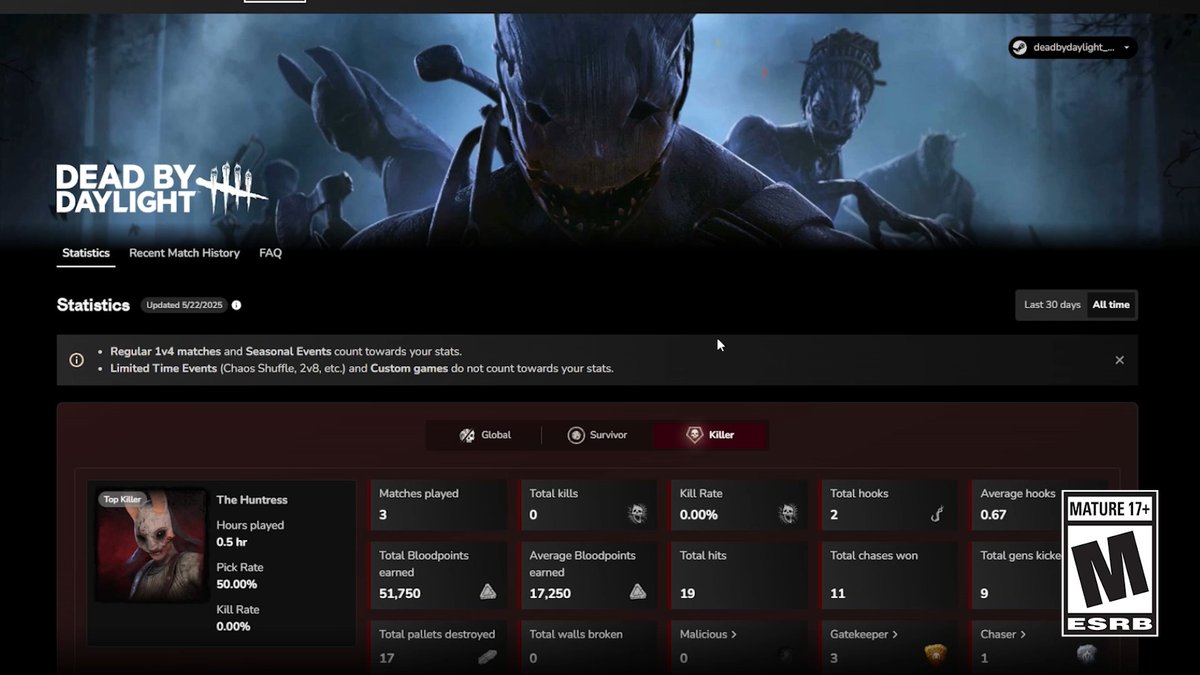 ✅ Overall gameplay stats ✅ Killer and Survivor-specific stats ✅ Recent match history The Dead by Daylight Stats Tracker launches on June 17 on desktop and mobile! Watch the VOD 🔗