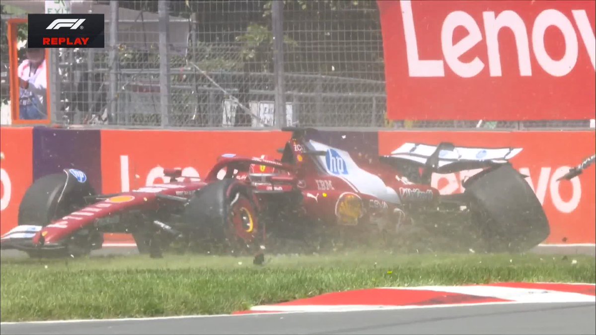 RED FLAG IN PRACTICE ONE! 🚨 Charles Leclerc had just gone fastest but he's crashed hard at the second chicane!