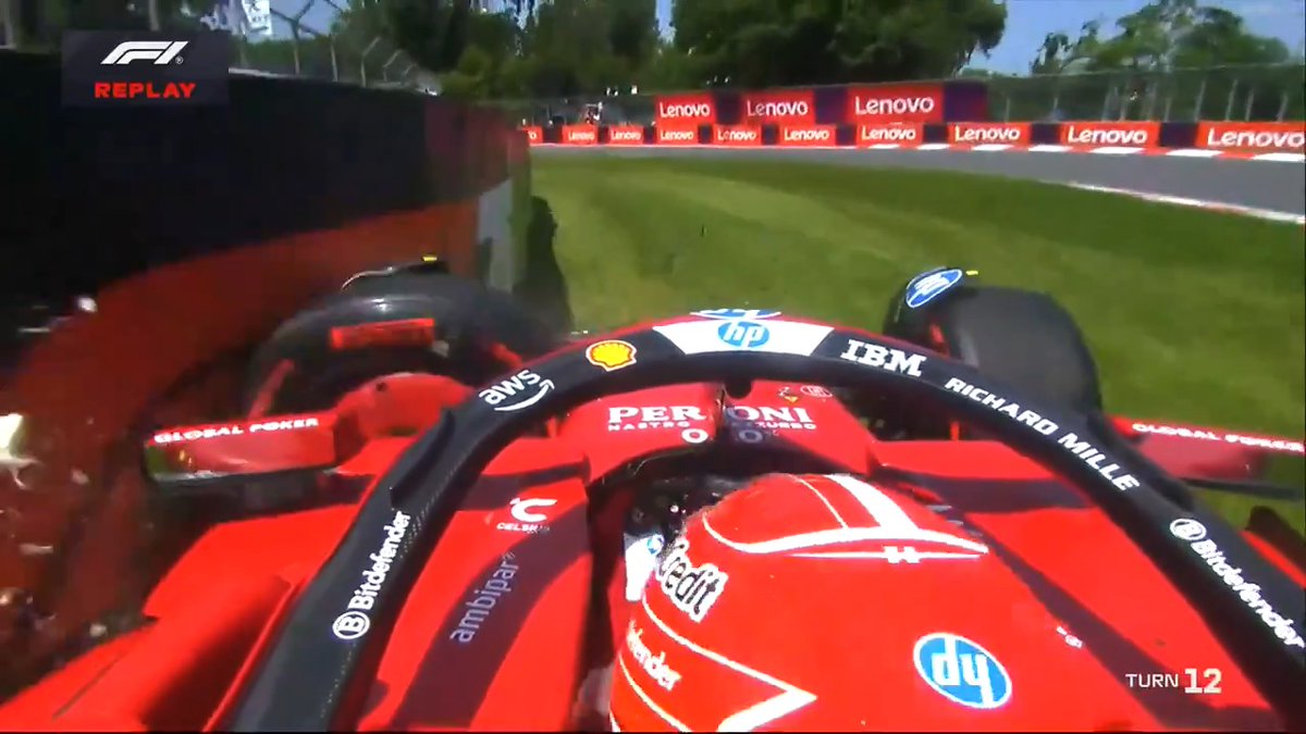 Here's the moment Leclerc found the barriers 🎥 #F1 #CanadianGP