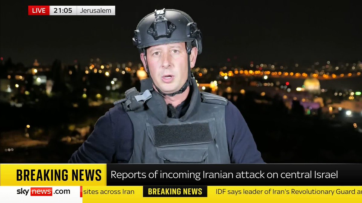 BREAKING: Iran is launching retaliatory strikes against Israel. Alistair Bunkall reports live from Jerusalem as sirens ring out and air defence systems are activated ⬇️ 🔗 📺 Sky 501, Virgin 602, Freeview 233 and YouTube