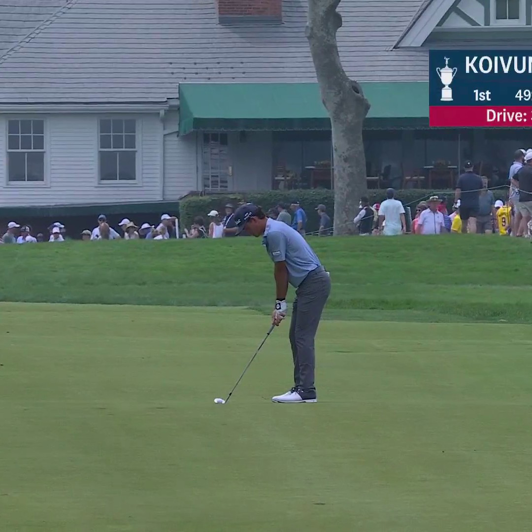 World No. 1 amateur Jackson Koivun birdies the 1st thanks to this phenomenal approach. 🎯👏 Auburn Men's Golf 📺 NBC &amp; Peacock | #USOpen