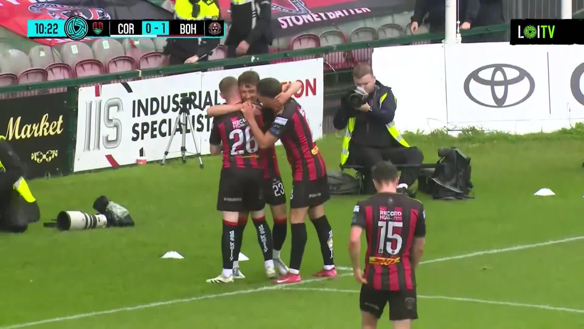 Archie Meekison pounces on an error to give Bohs an early lead in Cork!