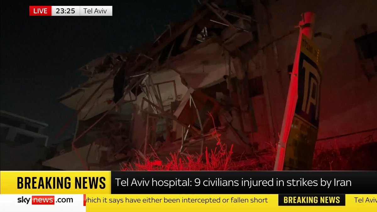 BREAKING: Live pictures from Tel Aviv show the aftermath of the Iranian strikes this evening Latest 📺 Sky 501, Virgin 602, Freeview 233