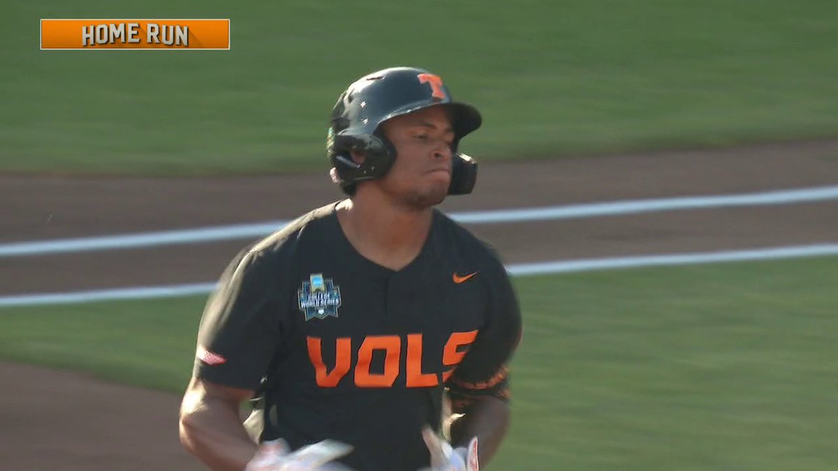 On the day the College World Series starts, Christian Moore is set to make his MLB debut Last year, he led off the deciding Game 3 with a homer en route to a National Championship 👏 (📹: @ESPN)