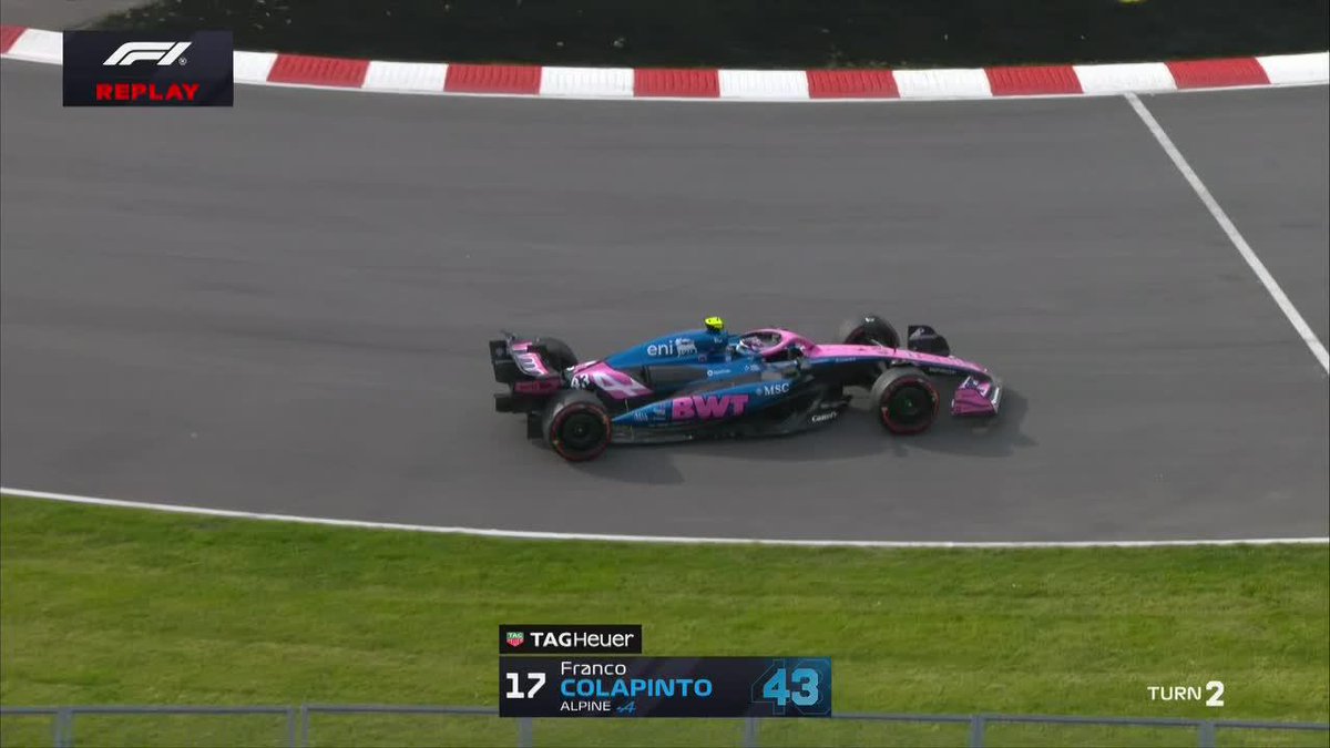 "TROMPO" Porque Franco Colapinto volvió a hacer un trompo en la misma curva en la FP2 del Gran Premio de Canadá. Se volvió a salvar de hacer pija el auto, no le encuentra la vuelta a esa curva, se está pasando de rosca con el Alpine el pelotudo.