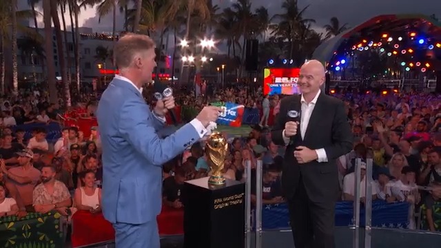 "We'll have 104 Super Bowls in one month." FIFA President Gianni Infantino joins Alexi Lalas on stage in Miami to celebrate one year until the 2026 FIFA World Cup 🌎🏆