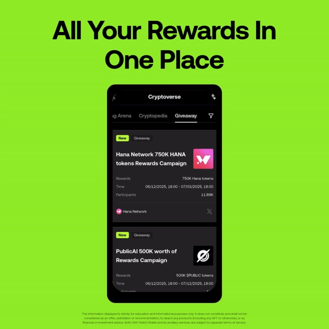 Cryptoverse - your one-stop shop for rewards! 🪂 Snag exclusive $TGE tokens from Hana, 𝗙𝗶𝗮𝗺𝗺𝗮 🦙🔥, and PublicAI in our latest giveaway campaigns! Join now 👉