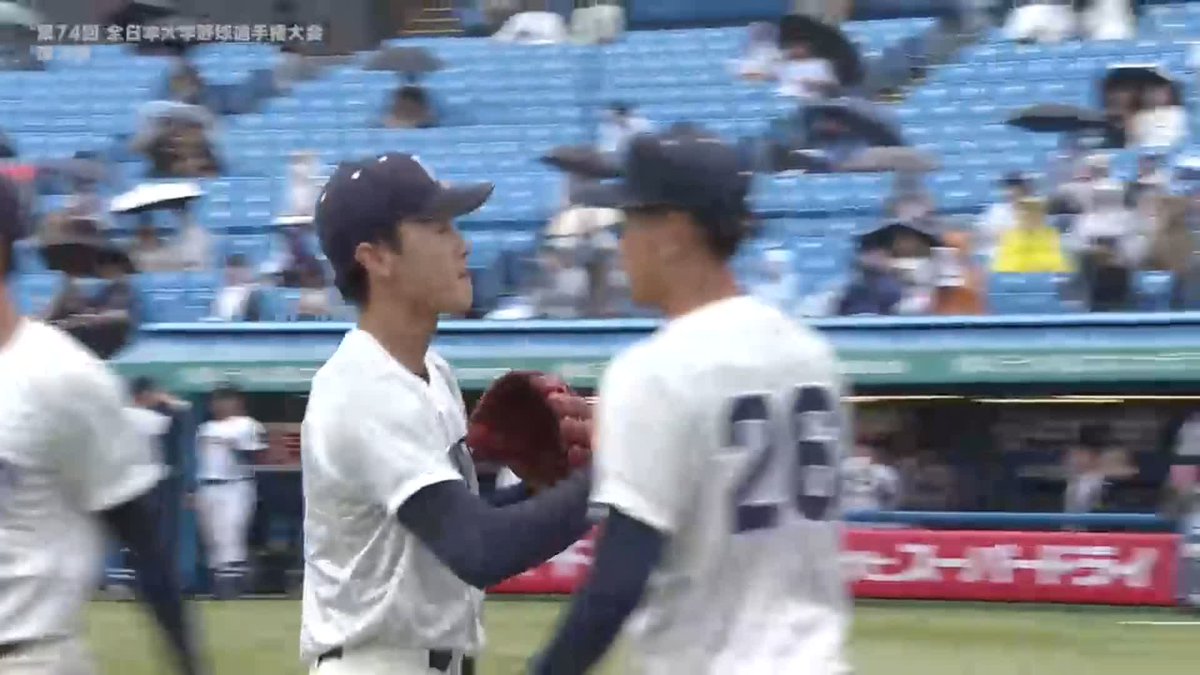 ⚾️6回裏⚾️ 福井工業大リリーフ #向嶋大輔 がこの回3者連続三振👀‼️ 追撃を許さない気迫のピッチング⚾️ 準決勝 明治神宮野球場 #福井工業大学 6-4 #東海大学 #全日本大学野球選手権 全試合LIVE配信！ #jsports #大学野球 #熱いぜ大学野球選手権
