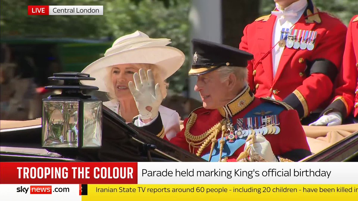 King Charles and Queen Camilla wave to cheering crowds as part of his official birthday celebrations. Read more: 📺 Sky 501, Virgin 602, Freeview 233 and YouTube