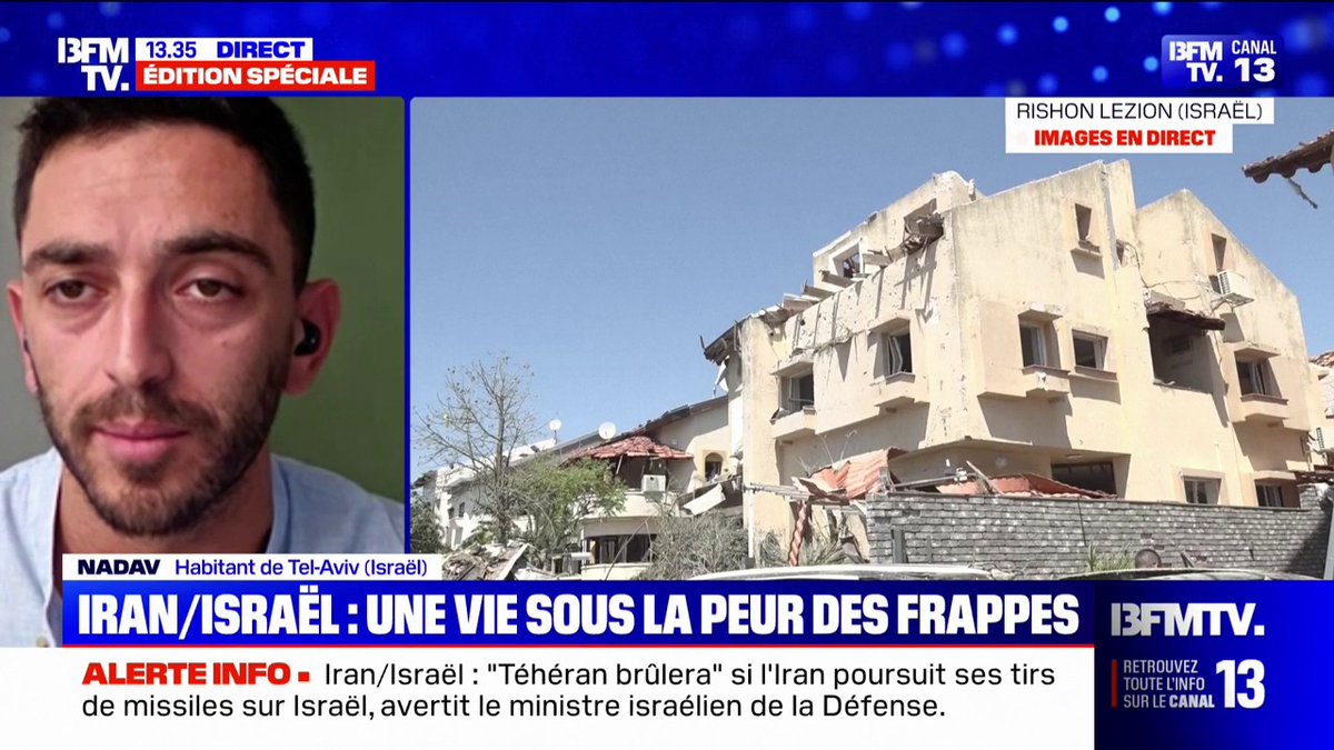 💬 "Cette nuit n'était pas simple" Cet habitant de Tel-Aviv témoigne de la violence des échanges de frappes entre Israël et l'Iran