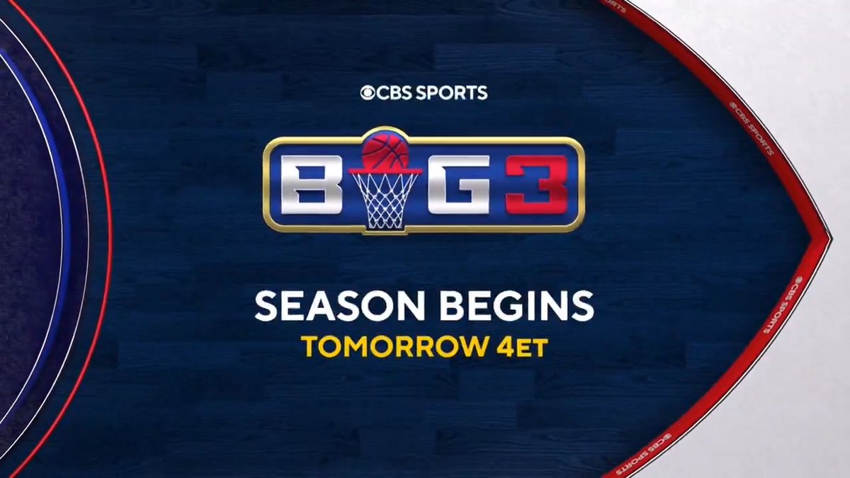Time for some HOOPS! 🏀 BIG3 is LIVE TODAY on CBS with coverage starting at 3 PM ET and games beginning at 4 PM ET.