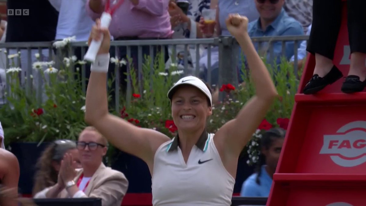 What a moment! Tatjana Maria beats Madison Keys to reach the Queen's final 🙌 #BBCTennis
