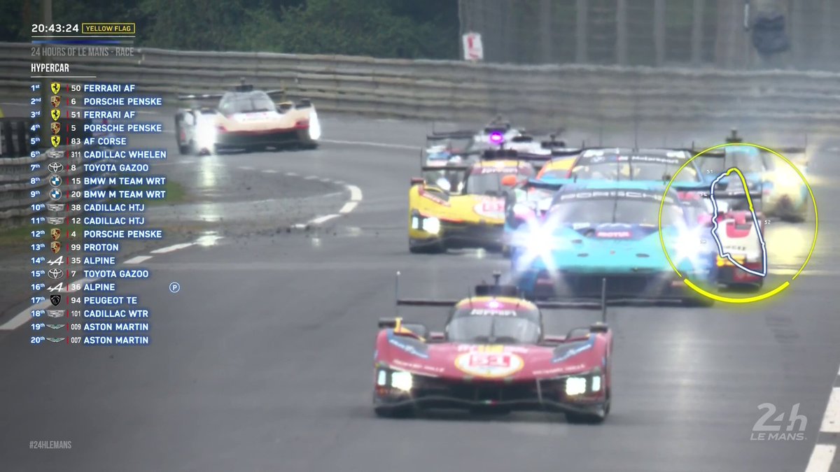 🟡 Yellow flag #88 Proton Competition loses a wheel and collides with the barrier. Watch live on 🎥 #WEC #LeMans24 #Ford #Mustang