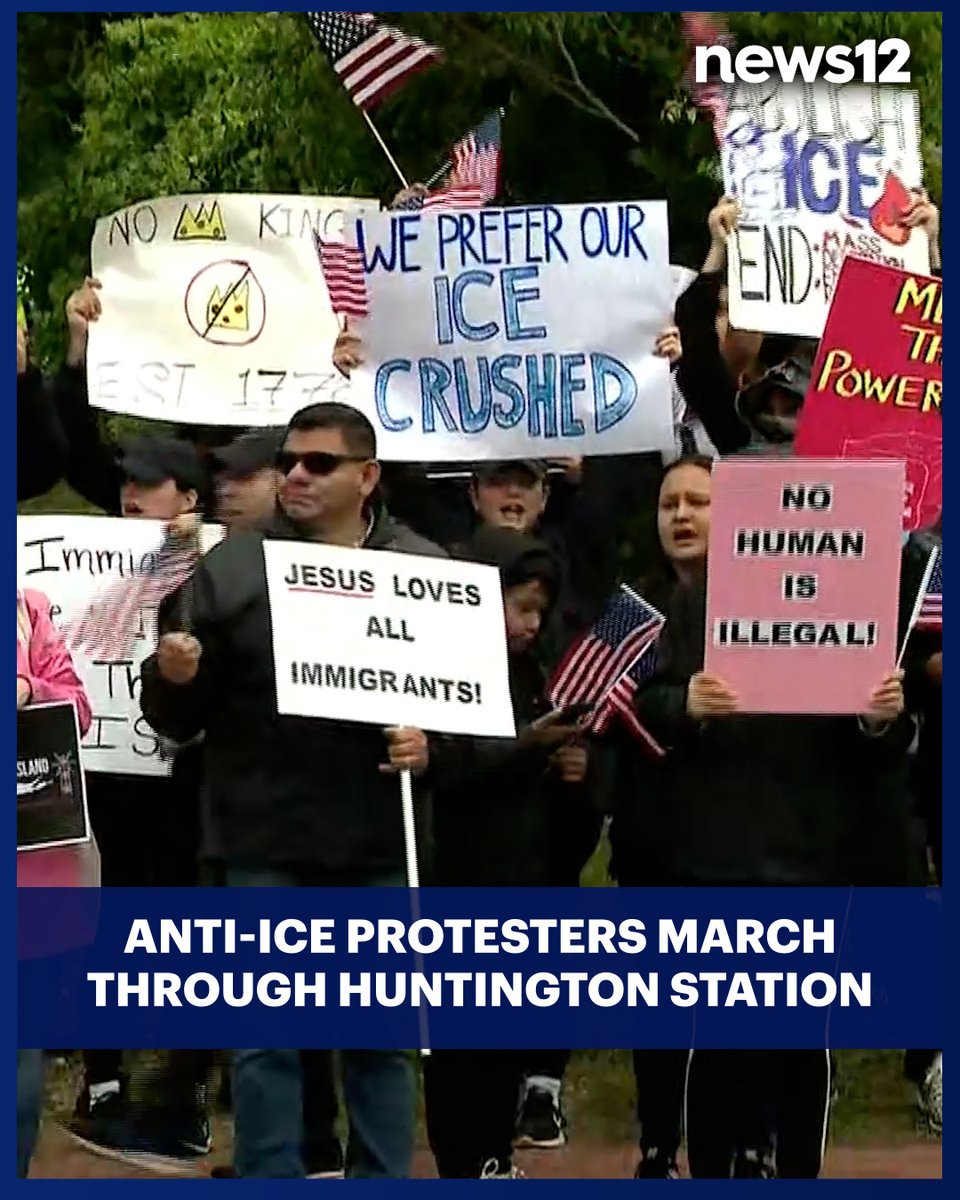 ICE PROTEST: A rally in Huntington Station is focused on the Immigration and Customs Enforcement presence in the community that has generated uneasiness. #News12 #LongIsland #HuntingtonStation #ICE #Immigration #NoKings #Protest #Rally #PresidentTrump