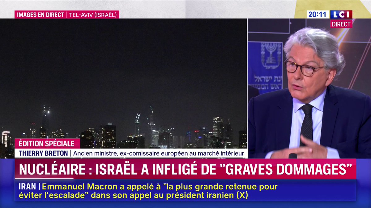 🔴 Iran-Israël : « Il est vraiment indispensable d’essayer d’avoir une réaction européenne, c’est essentiel » martèle Thierry Breton ▶️ ✦ Margot Haddad ✦