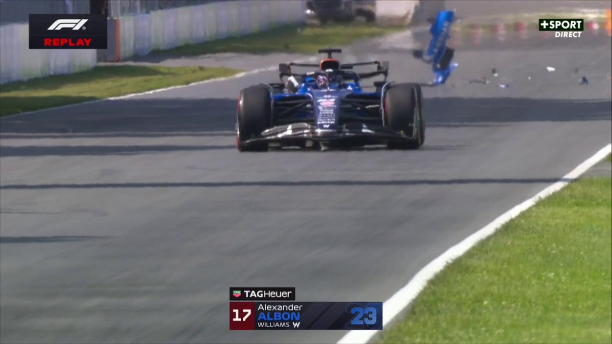 LE CAPOT MOTEUR D'ALBON EXPLOSE ! 😱 Dans la ligne droite la Williams a perdu des pièces, image impressionnante ! #CanadianGP #F1