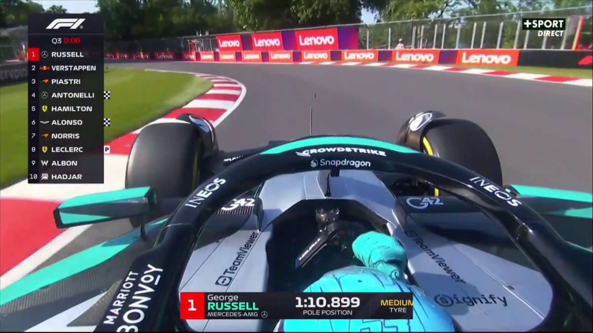 RUSSELL EN POLE AU CANADA 💪🇨🇦 Quel chrono du pilote Mercedes qui s'élancera devant Verstappen et Piastri ! Norris n'est que 7e, Leclerc 8e ! #CanadianGP #F1