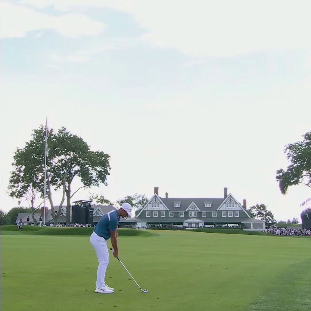 Viktor Hovland made birdie after a bounce off the flagstick. 😅⛳️ 📺 NBC & Peacock | #USOpen