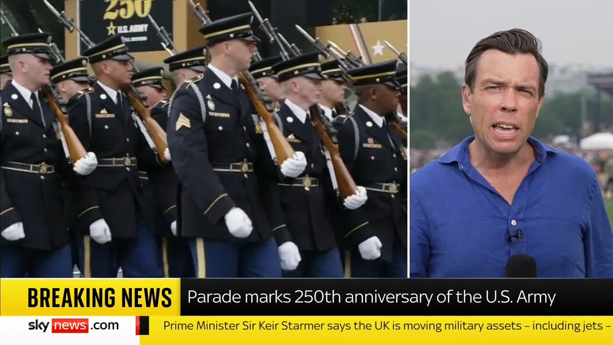 A parade marking the US army's 250th anniversary - and President Donald Trump's 79th birthday - is under way Mark Stone is live in Washington with the latest Watch live: 📺 Sky 501, Virgin 602