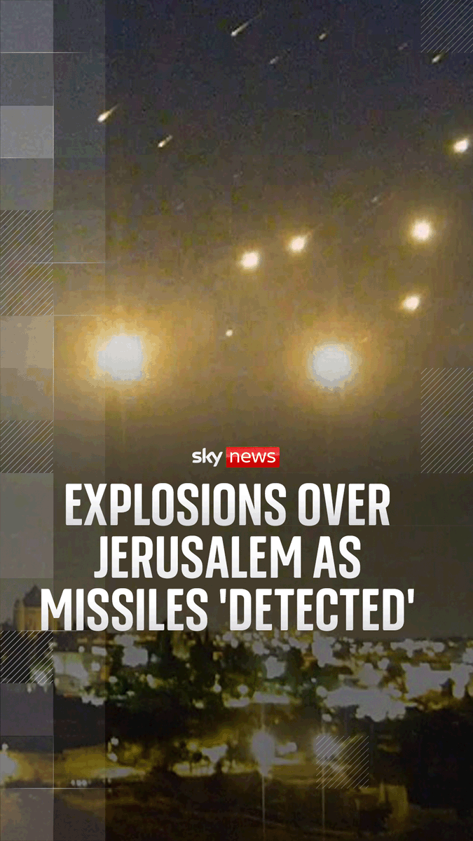 The IDF have said they have identified missiles launched from Iran towards Jerusalem. Latest: 📺 Sky 501, Virgin 602