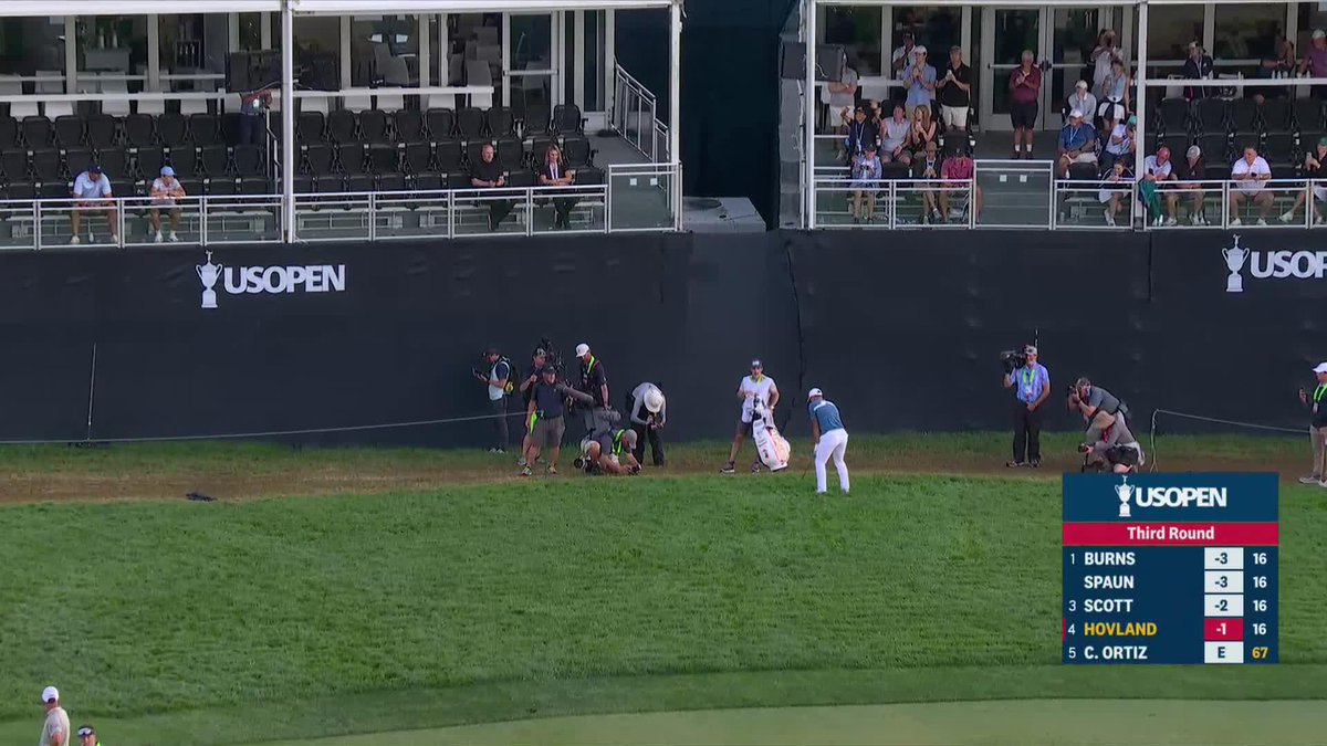 That is incredible!! 😮 Viktor Hovland knocks it close from the juicy stuff.