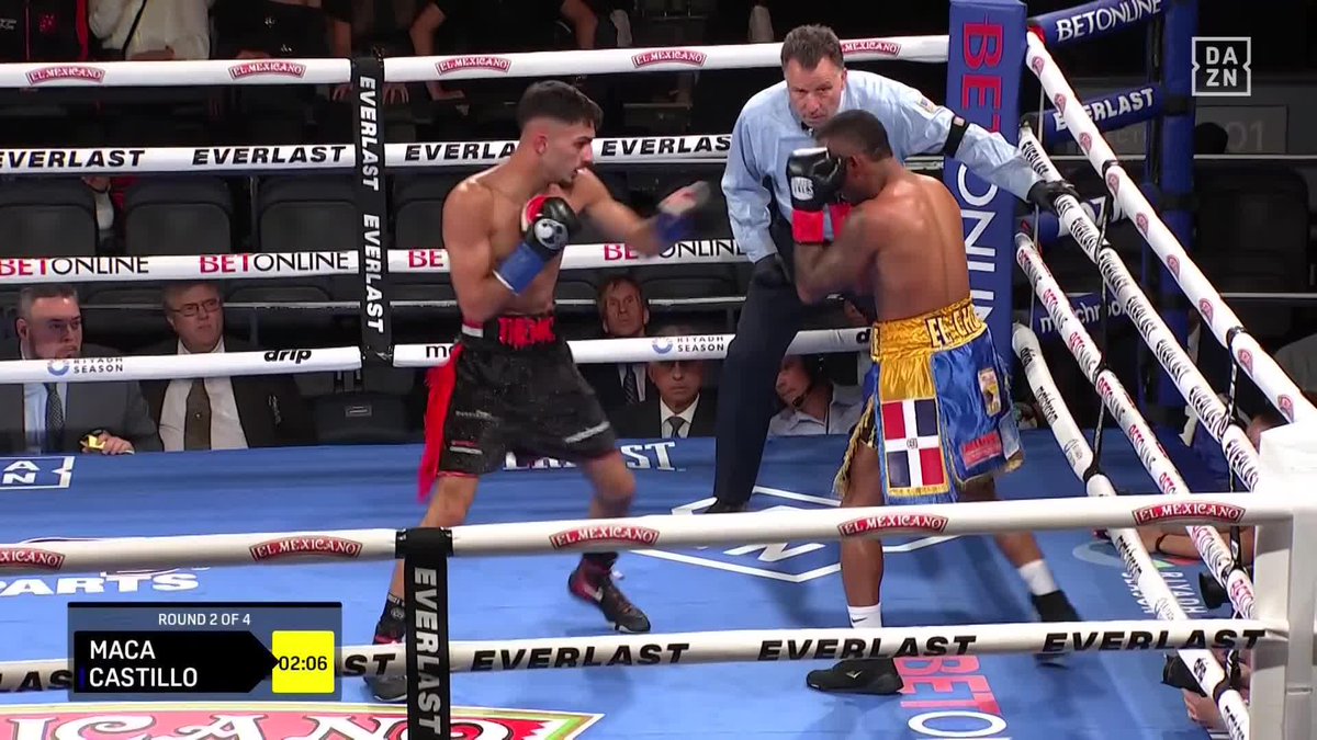 Pro debut victory ✅ Adam Maca stops Rafael Castillo in the second round with an onslaught of punches! 💪 #HitchinsKambosos | Live TONIGHT on DAZN