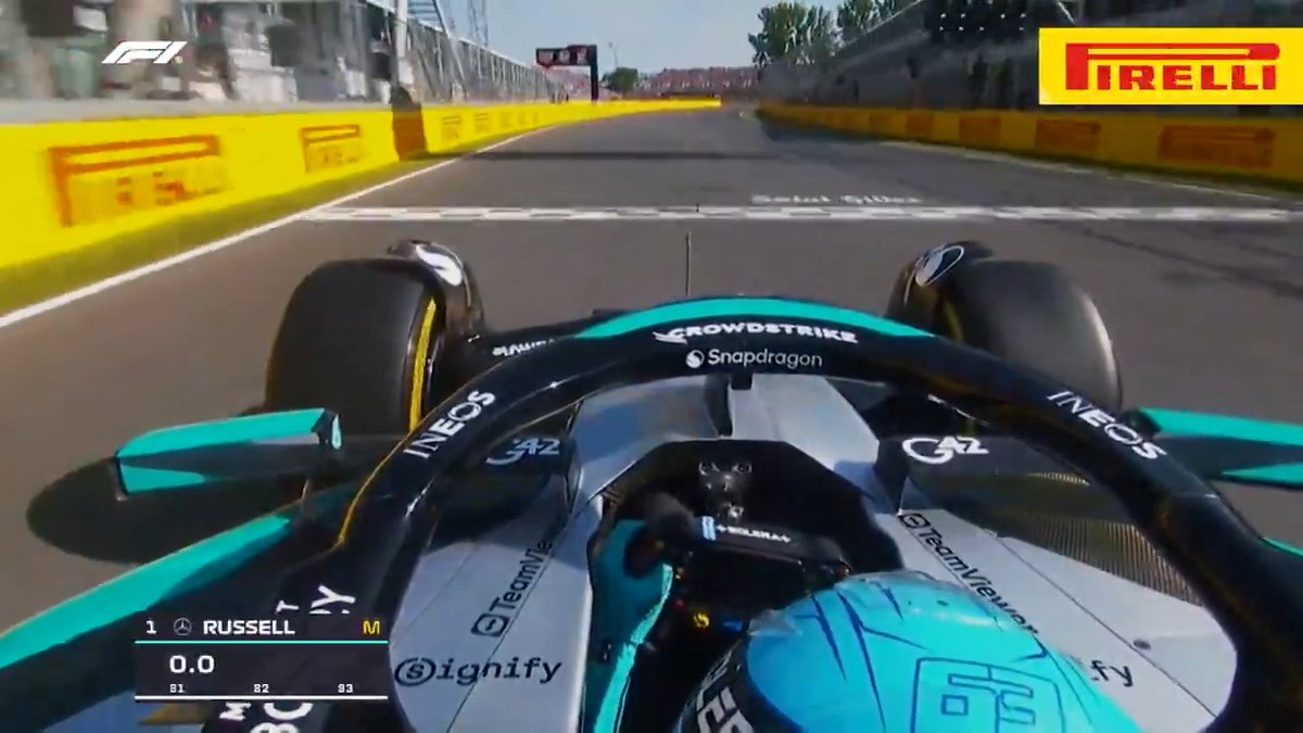 Mighty in Montreal 💪 Ride onboard with George Russell as he masters the Circuit Gilles Villeneuve for the second year running 👏 #F1 #CanadianGP Pirelli Motorsport