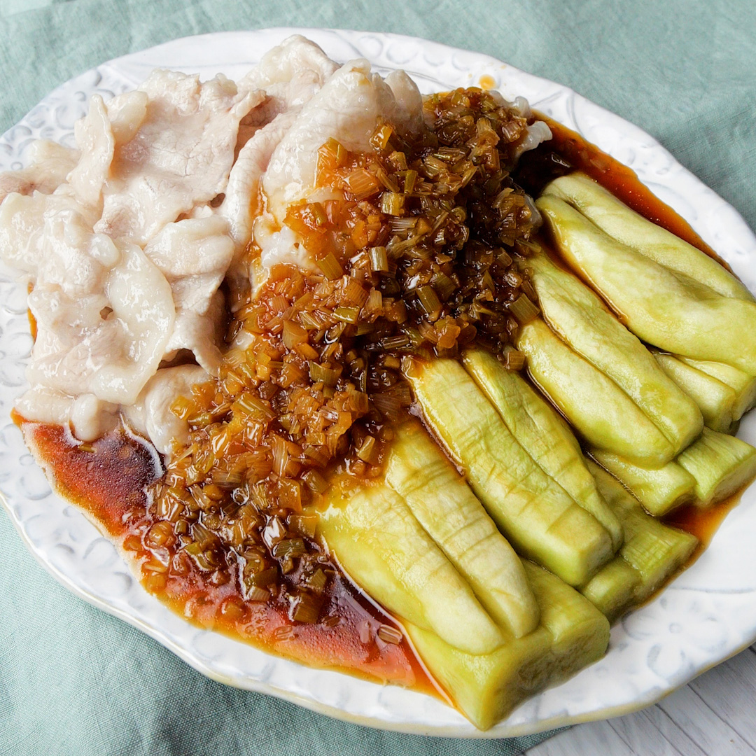 【電子レンジで簡単】豚となすのゆずコショウ風味 Collaboration With DAIGOも台所 / Pork Shabu-Shabu & Eggplant with 'Yuzu Kosho'🐷🍆