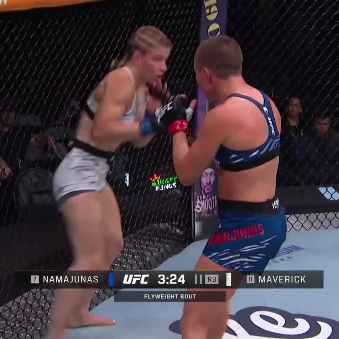 ROSE ROCKS HER IN THE THIRD! 💥 Rose Namajunas is putting on the pressure to start Round 3 in the #UFCAtlanta co-main! [ LIVE NOW on ESPN &amp; ESPN+ ]