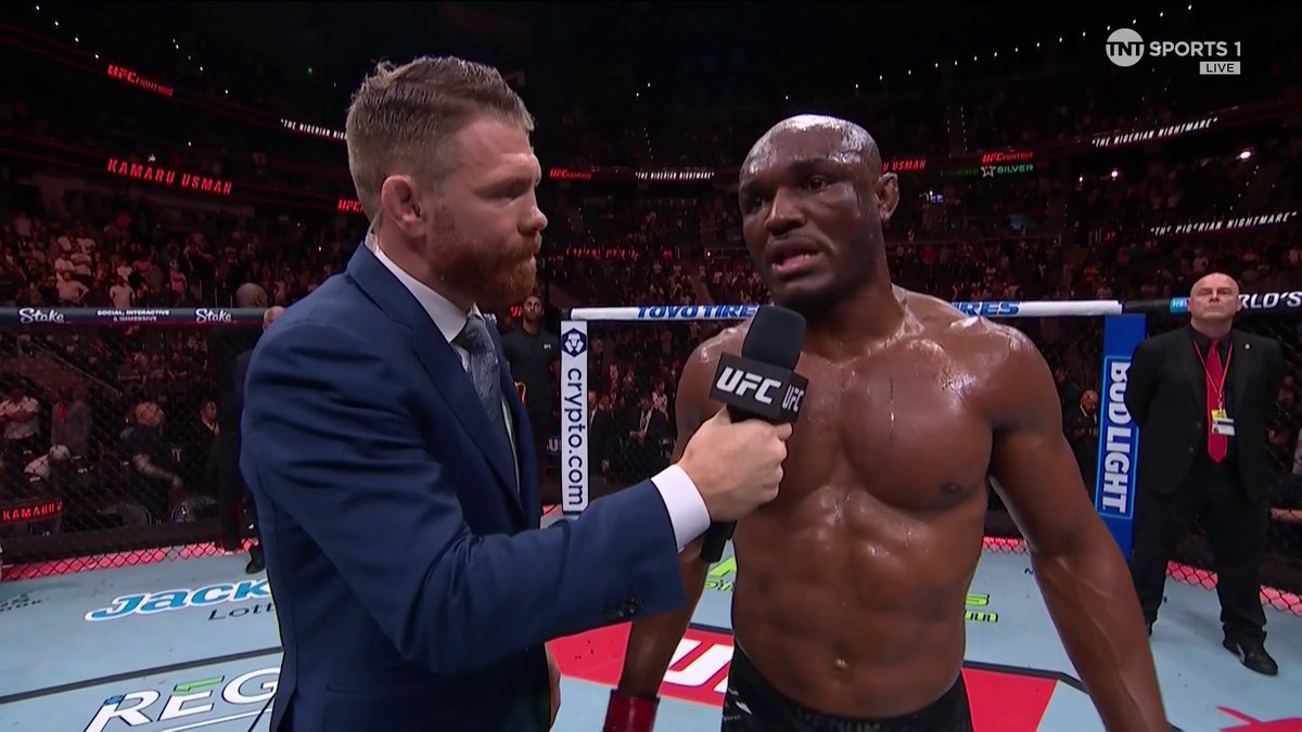 An emotional Kamaru Usman says he got the monkey off his back and the rest of the division is back on notice! 🇳🇬 #UFCAtlanta | LIVE on TNT Sports &amp; discovery+