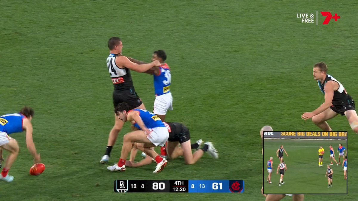 "There's a push and shove going on, what about the ball? Go and get the ball!" Kane Cornes on Sweet and Pickett's wrestling | #AFLPowerDees