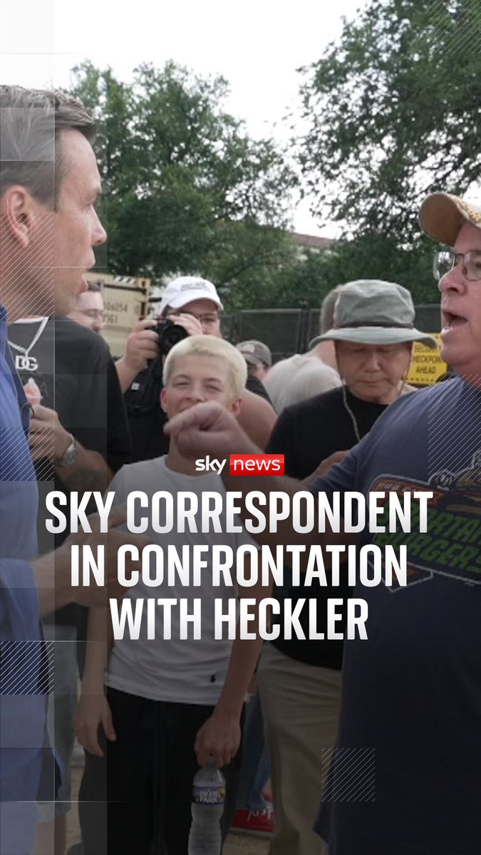 US correspondent Mark Stone had a brief confrontation with a heckler while covering Donald Trump's military parade in Washington DC. Read more:
