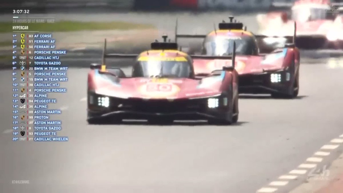 FERRARI AF CORSE 同士のバトルが勃発💥👀 50号車が51号車をオーバーテイク🔥❗️ チーム内でも譲れない上位争い💦 🏁ル・マン24時間レース🏁 決勝 6/14~15 完全LIVE配信! 🔽ご視聴/ご購入は🔽 #WEC #WECjp #LeMans24jp