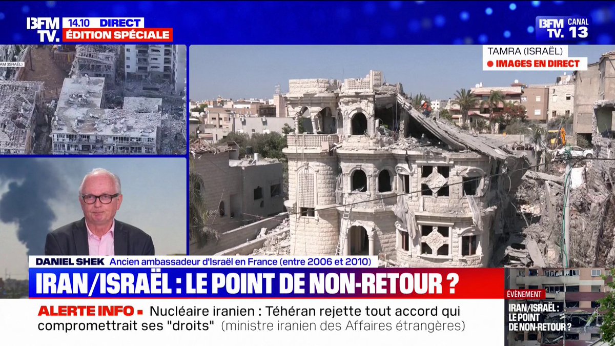 💬 "Je ne suis pas véritablement touché par ce geste" Daniel Shek, ancien ambassadeur d'Israël en France, assure que le déplacement de Benjamin Netanyahu à Bat Yam était "calculé"